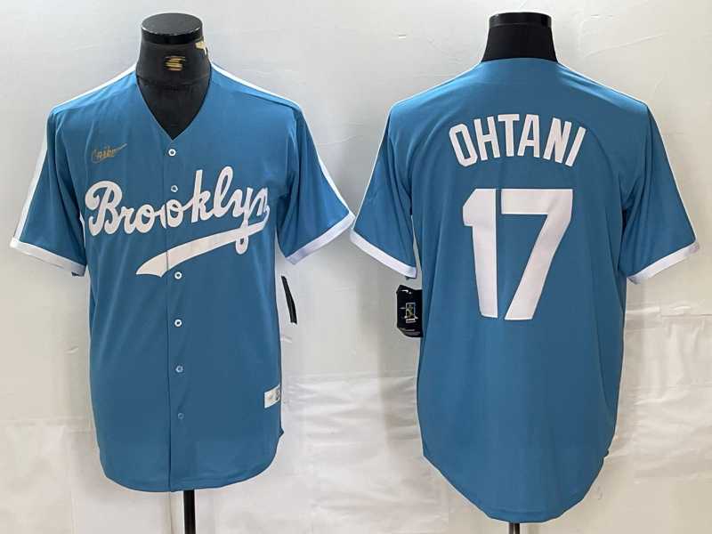Men%27s Brooklyn Dodgers #17 Shohei Ohtani Light Blue Cooperstown Collection Cool Base Jersey
